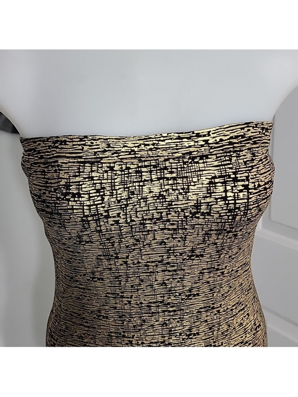 Bebe Gold Strapless Bodycon Dress for Cocktail Nights Size XS